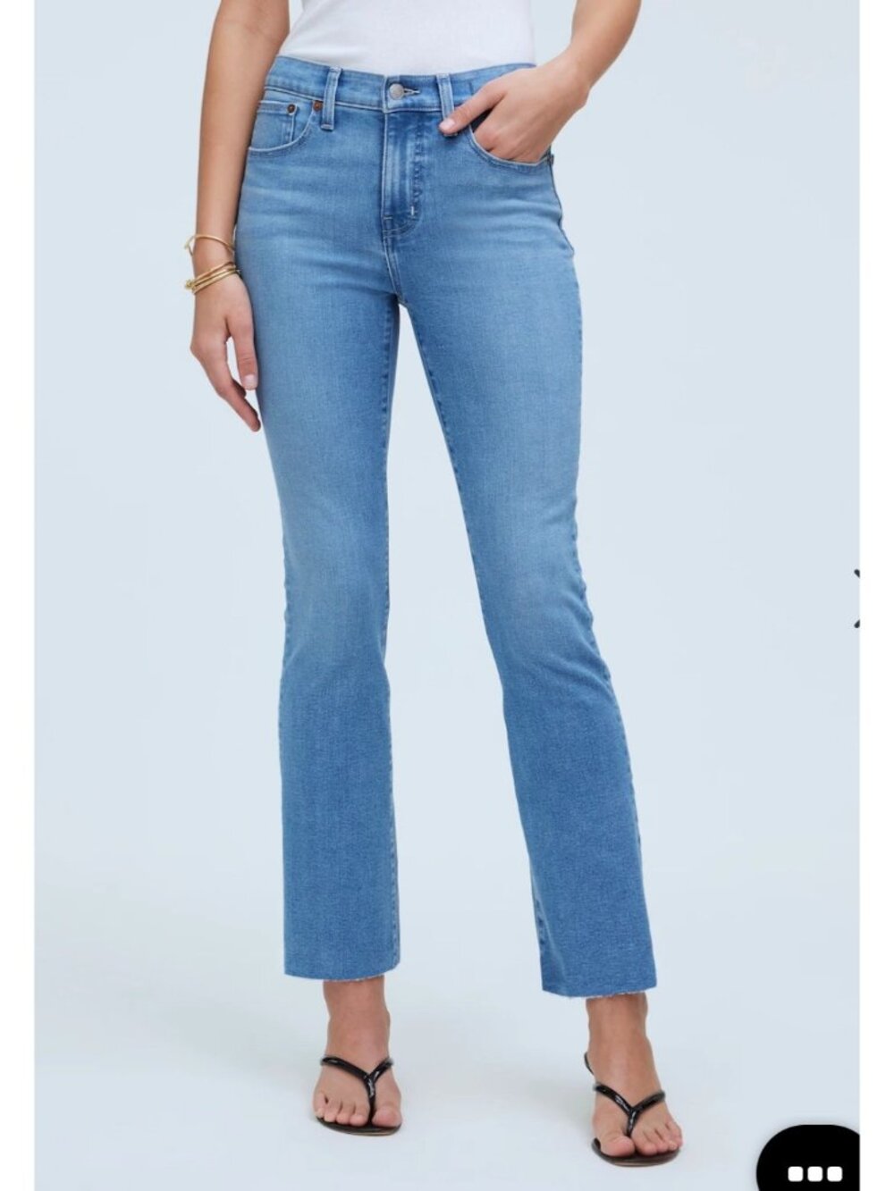 Madewell Mid Rise Kick Out Raw Hem Jeans Blue Sz 33 PETITE  NP479